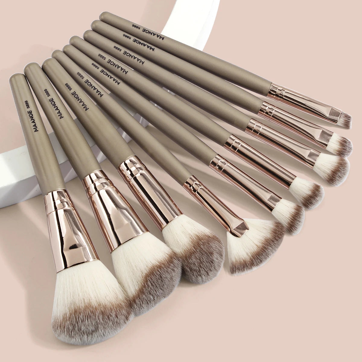 9-Piece Premium Makeup Brush Set for Foundation, Concealer, Eyeshadow, and Blush - Essential Tools for Blending Liquid and Cream Products