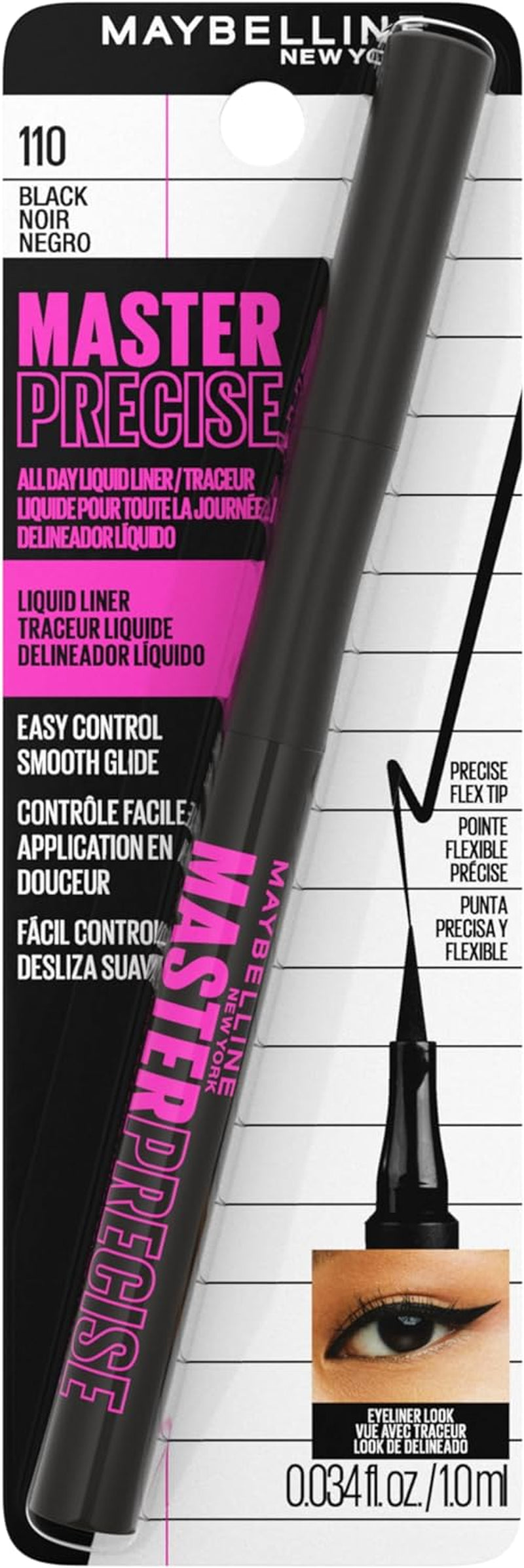 Maybelline Eyestudio Master Precise All Day Liquid Eyeliner in Black, 0.034 Fl. Oz.