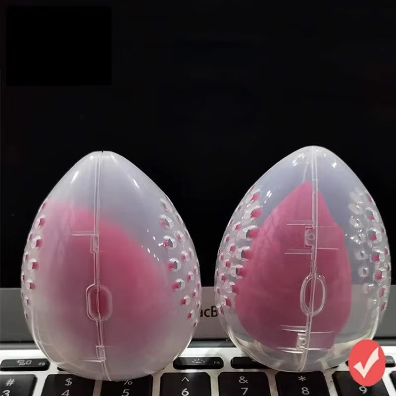 Cosmetic Egg Storage Box for Beauty Sponges - Transparent Makeup Blender Puff Holder Case