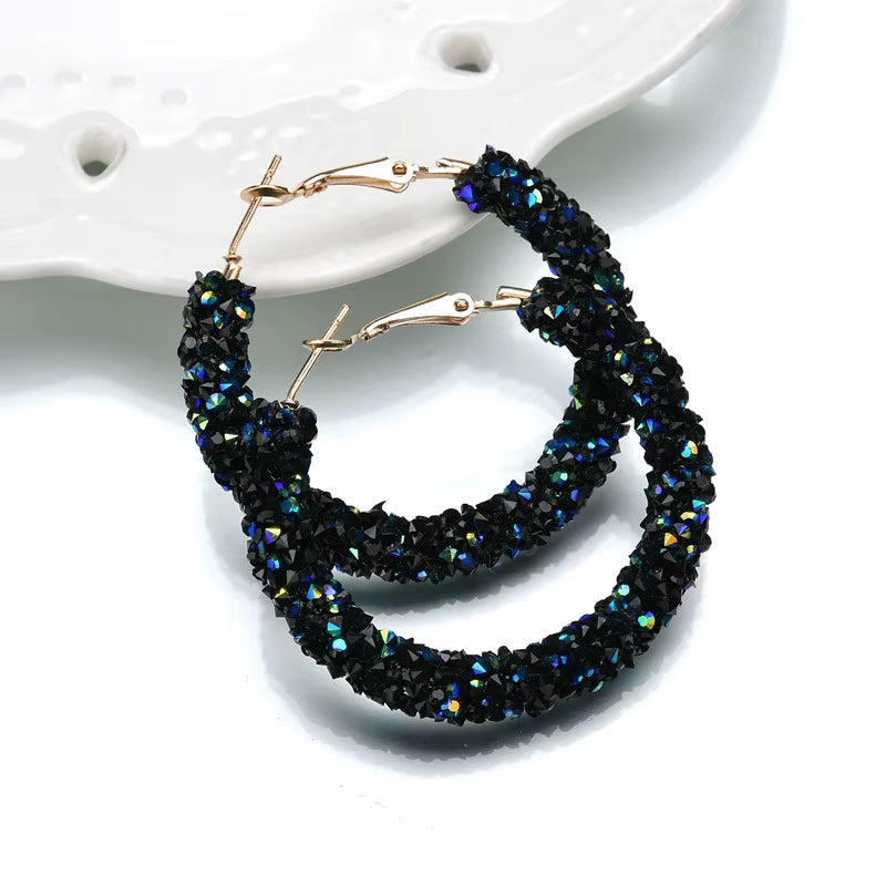 Austrian Crystal Hoop Earrings with Rhinestone Accents - Elegant Bohemian Jewelry for Women