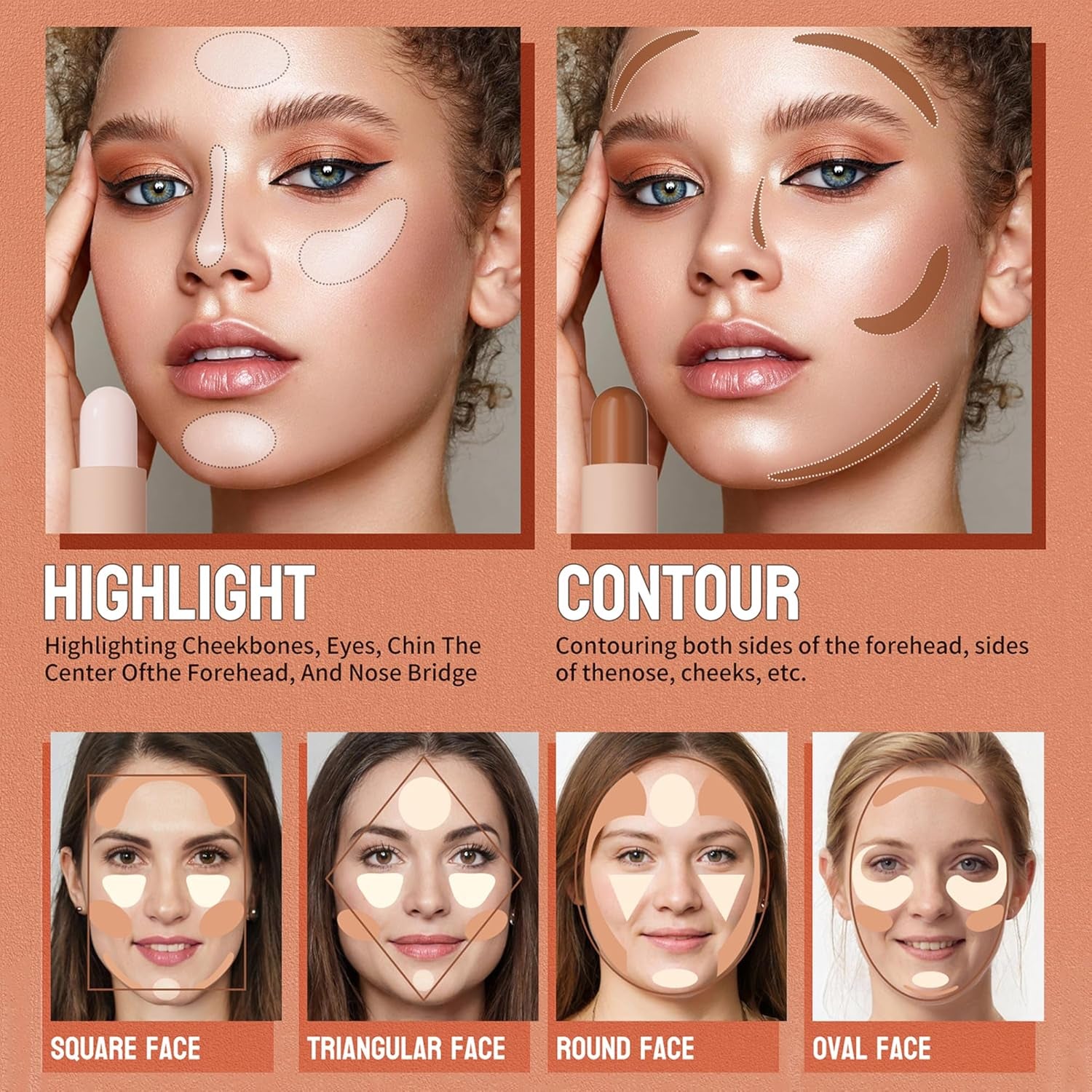 Double-Ended Highlighter Stick for Enhanced Facial Contouring - 2-in-1 Pen (#02 Light Ivory & Light Coffee, 4ml)