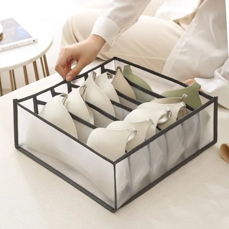 Clothing Storage Baskets and Organizers for Closet Separation - Underwear, Bra, Sock, and Pants Compartment Boxes for Home Storage