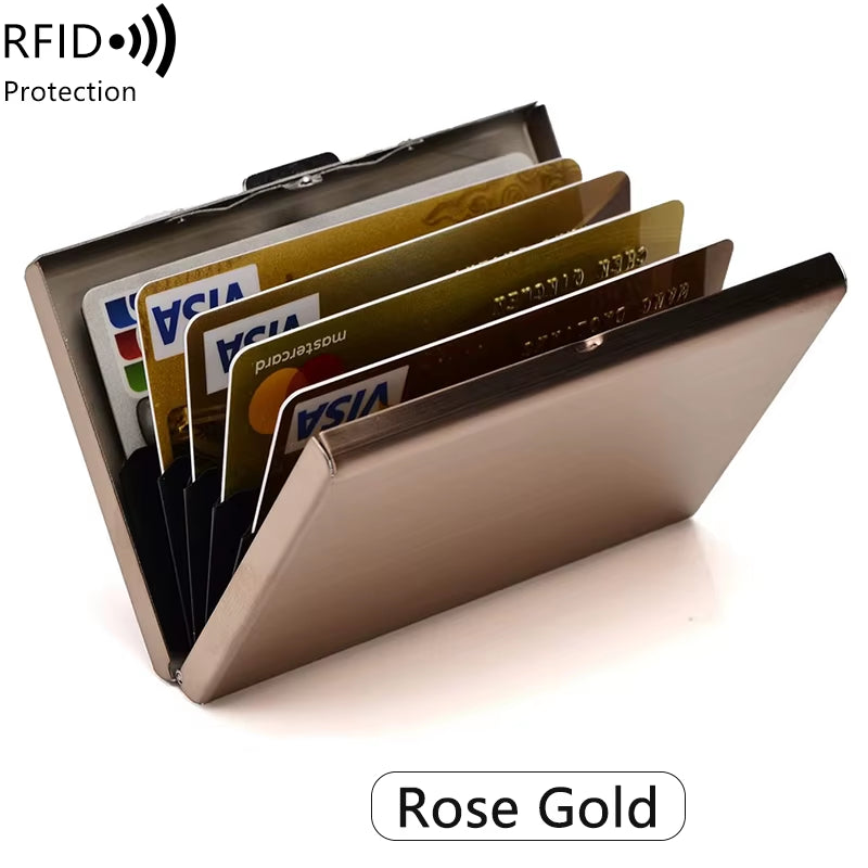 Stainless Steel RFID Credit Card Holder - Versatile Metal ID and Business Card Wallet for Men and Women