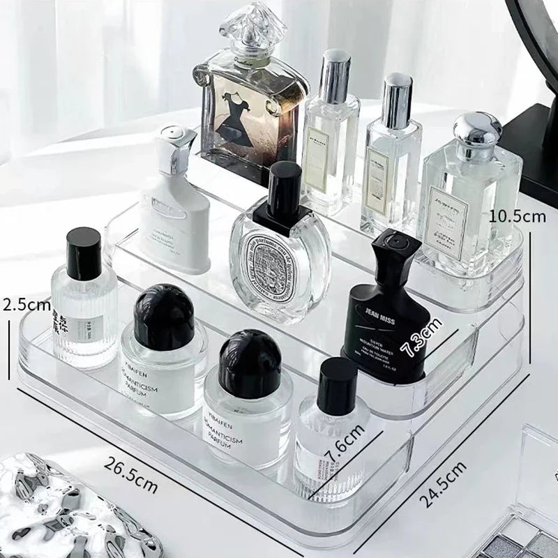 3-Tier Desktop Perfume Organizer and Cosmetic Storage Rack with Doll Display Stand and Kitchen Seasoning Holder