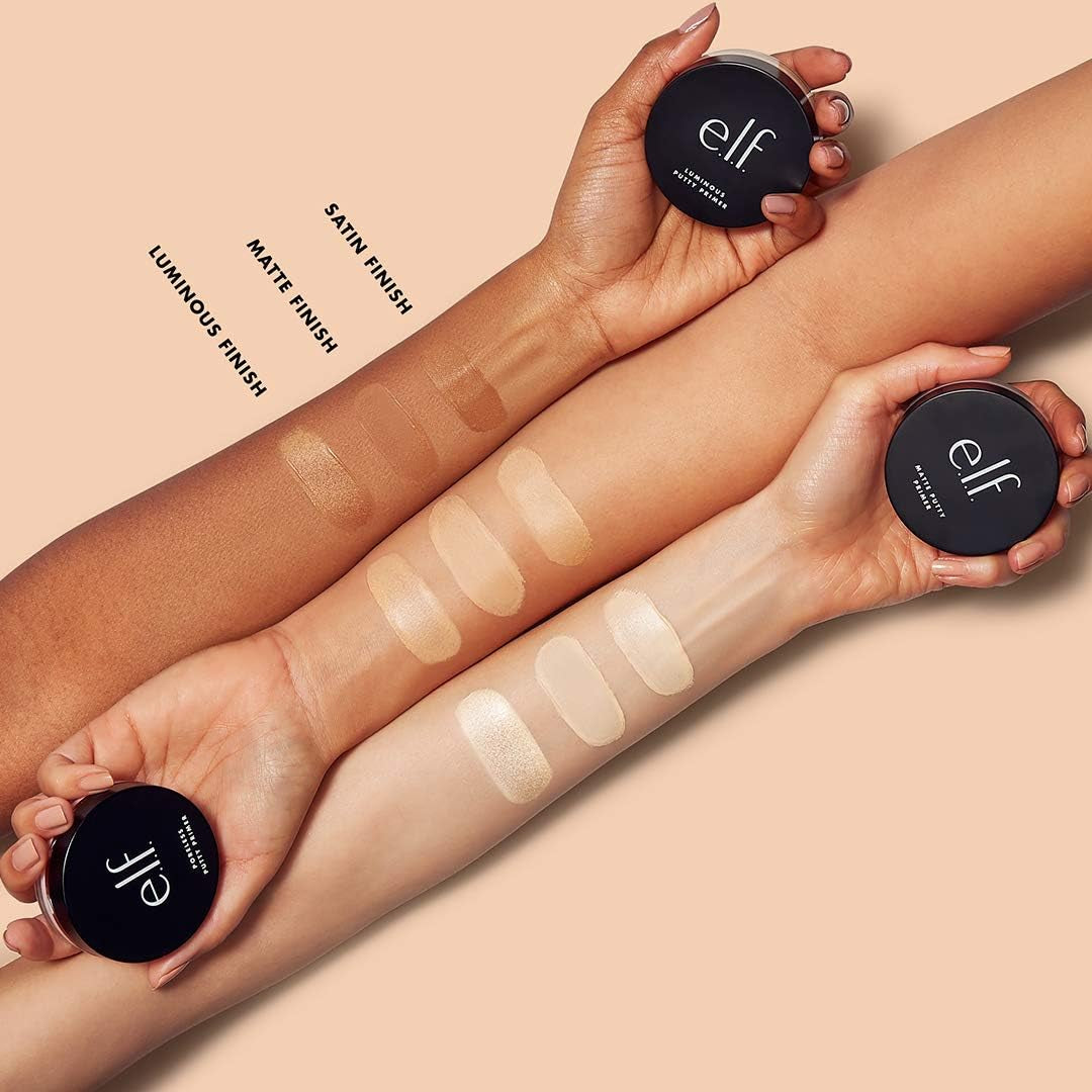 E.L.F, Luminous Putty Primer, Skin Perfecting, Lightweight, Silky, Long Lasting, Hydrates, Creates a Smooth Base, Illuminates, Plumps, Infused with Hyaluronic Acid and Vegan Collagen, 21G