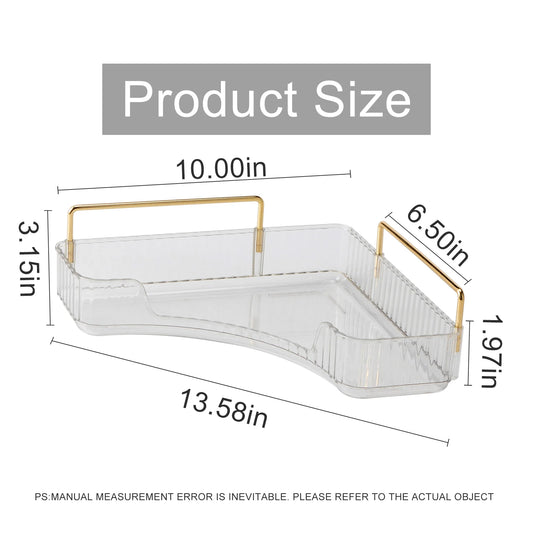 Corner Makeup Storage Shelf - Clear Bathroom Counter Organizer and Perfume Tray Holder