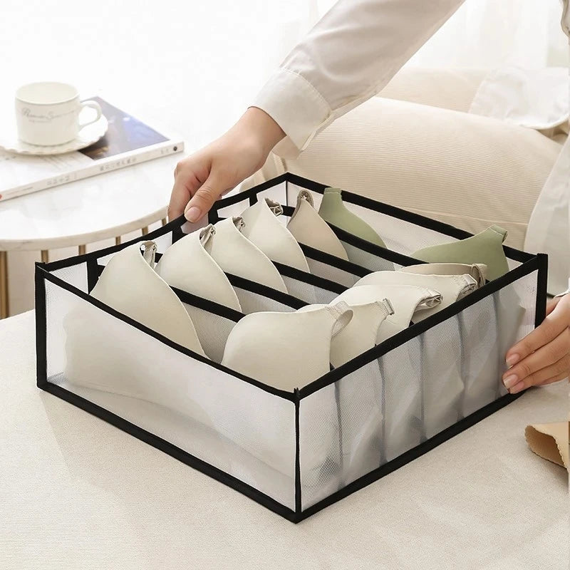 Clothing Storage Baskets and Organizers for Closet Separation - Underwear, Bra, Sock, and Pants Compartment Boxes for Home Storage