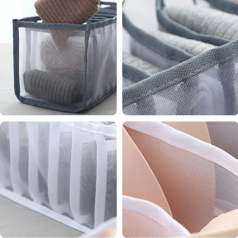 Clothing Storage Baskets and Organizers for Closet Separation - Underwear, Bra, Sock, and Pants Compartment Boxes for Home Storage