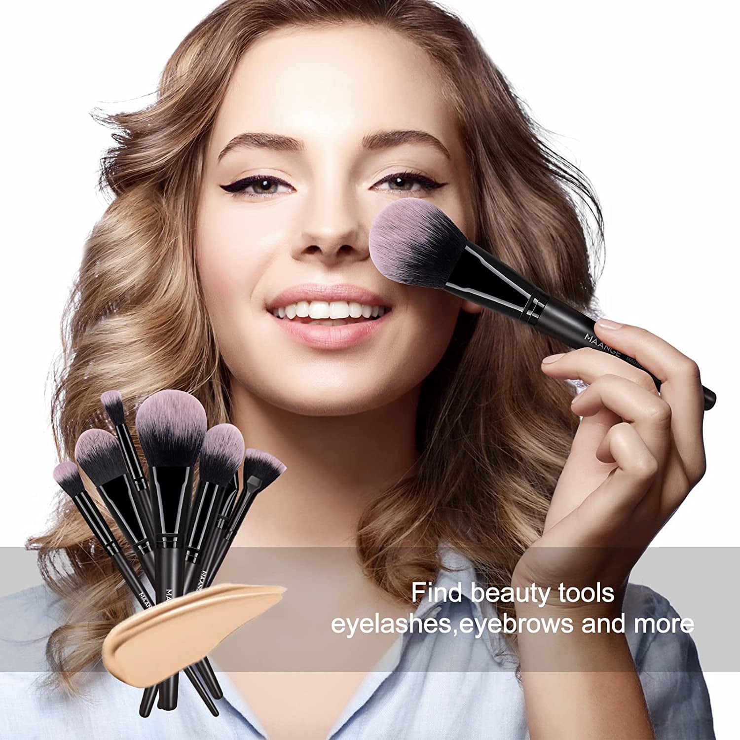 18-Piece Professional Makeup Brush Set - Premium Synthetic Brushes for Eyeshadow, Blush, and Foundation, Includes Travel Kabuki Brushes