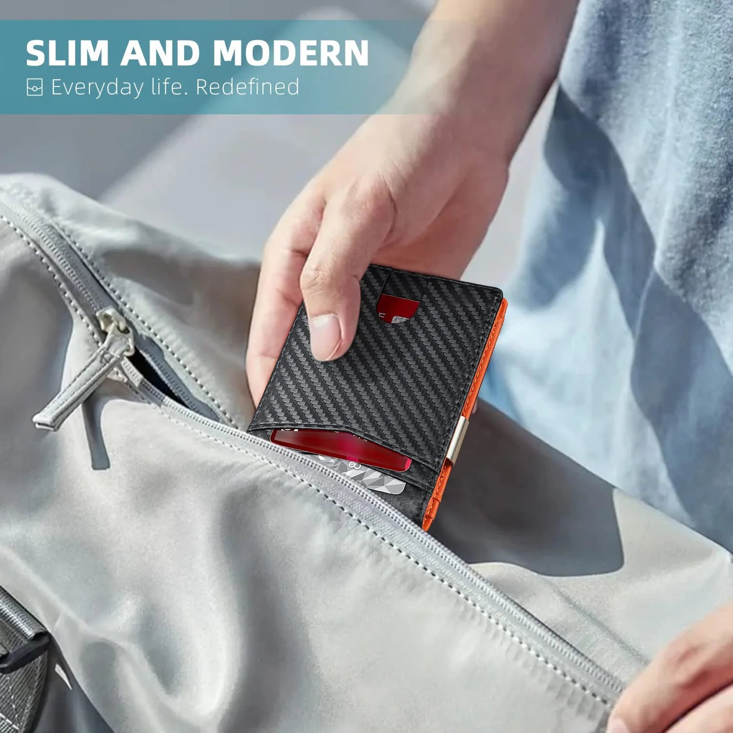 Men's Slim Card Wallet with 12 RFID-Blocking Card Slots - Ideal Gift for Fathers