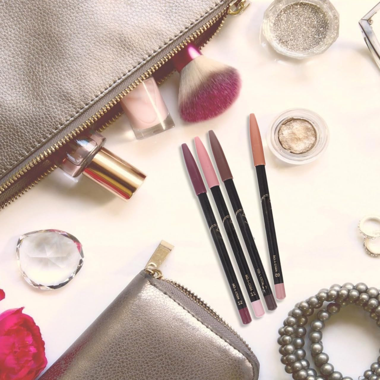 Waterproof and Sweat-Proof Lip Liner Pencil Set - 12 Natural Shades for Precise Lip Shaping