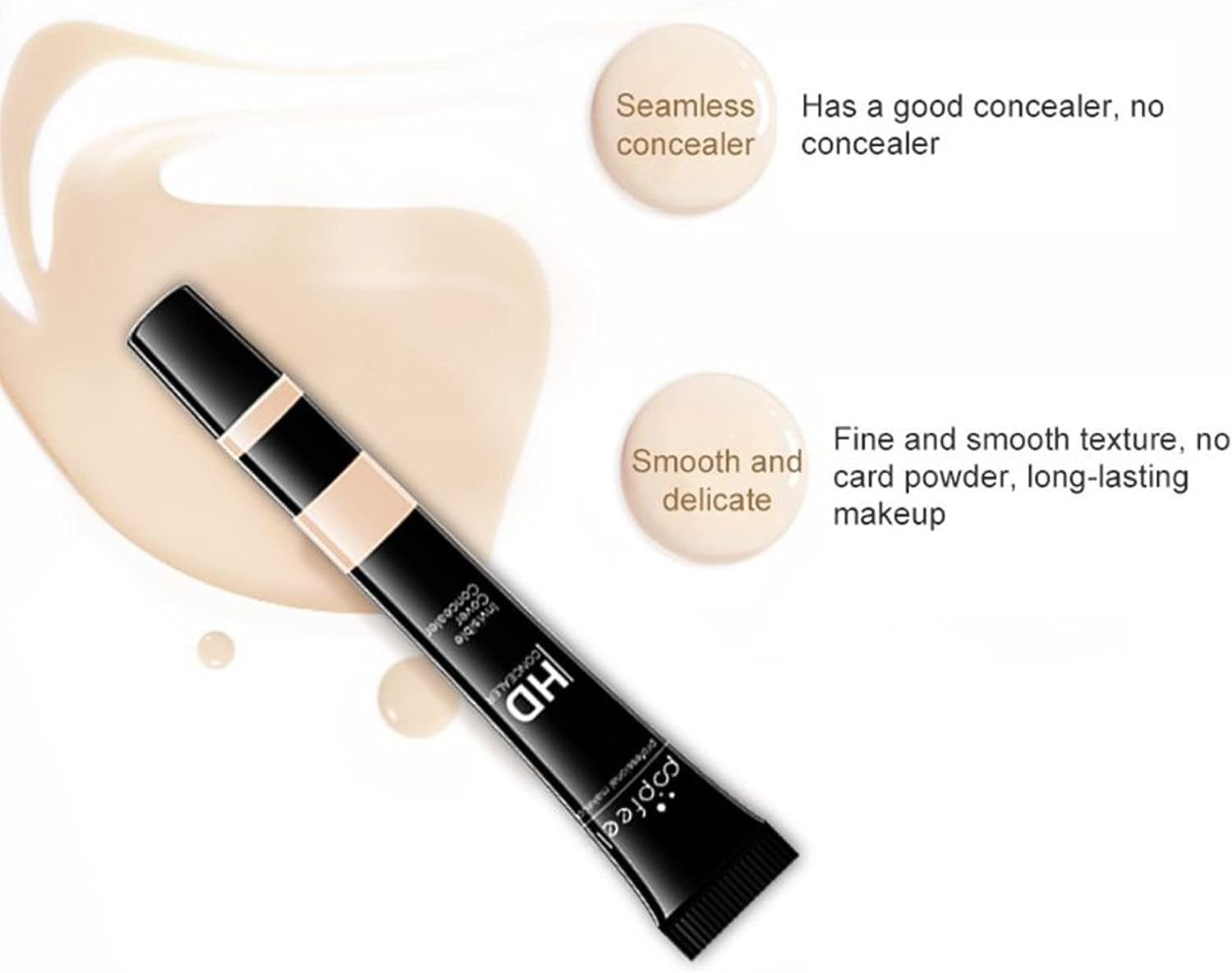 Professional HD Concealer and Corrector in 5 Shades - Waterproof Creamy Stick for Dark Circles, Wrinkles, and 3D Contouring