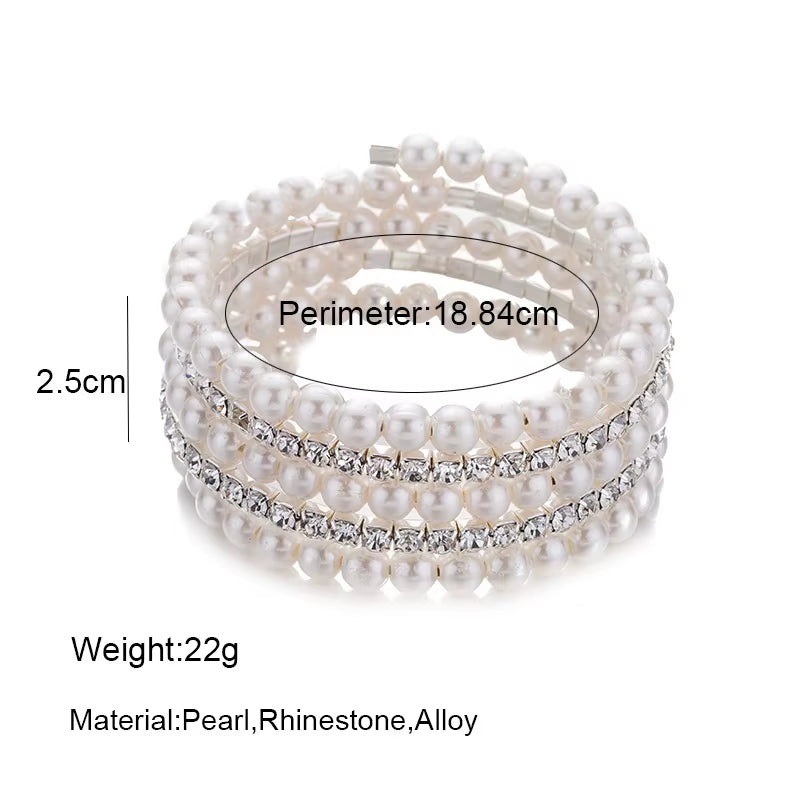 Elegant Multilayer Pearl and Crystal Bracelet for Women - Wedding Jewelry and Party Accessories