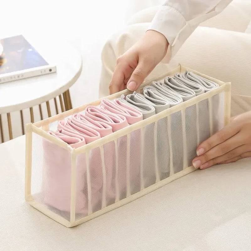 Clothing Storage Baskets and Organizers for Closet Separation - Underwear, Bra, Sock, and Pants Compartment Boxes for Home Storage