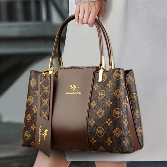 Luxury Leather Shoulder and Crossbody Bag for Women - Elegant Designer Handbag with Fashionable Print
