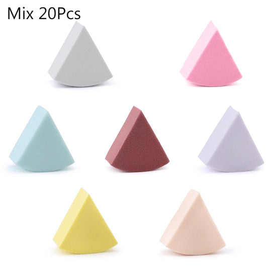 Triangle Makeup Blender Set - 20/50 Pcs in 7 Colors for Liquid Foundation and Powder, Suitable for Wet and Dry Application