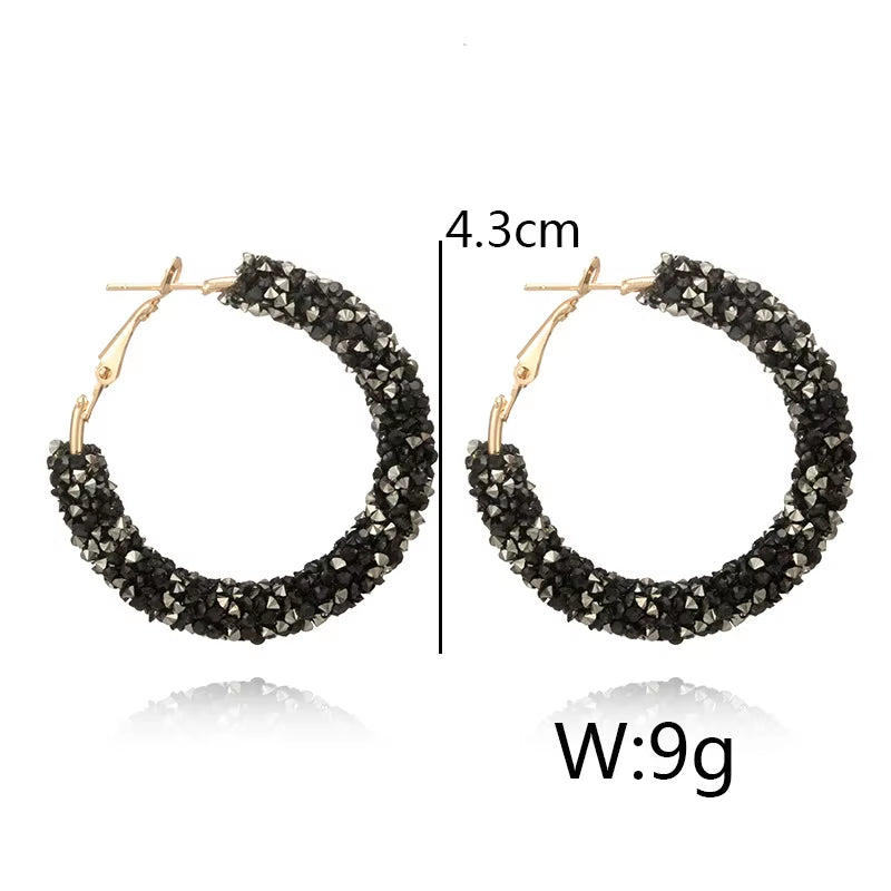 Austrian Crystal Hoop Earrings with Rhinestone Accents - Elegant Bohemian Jewelry for Women