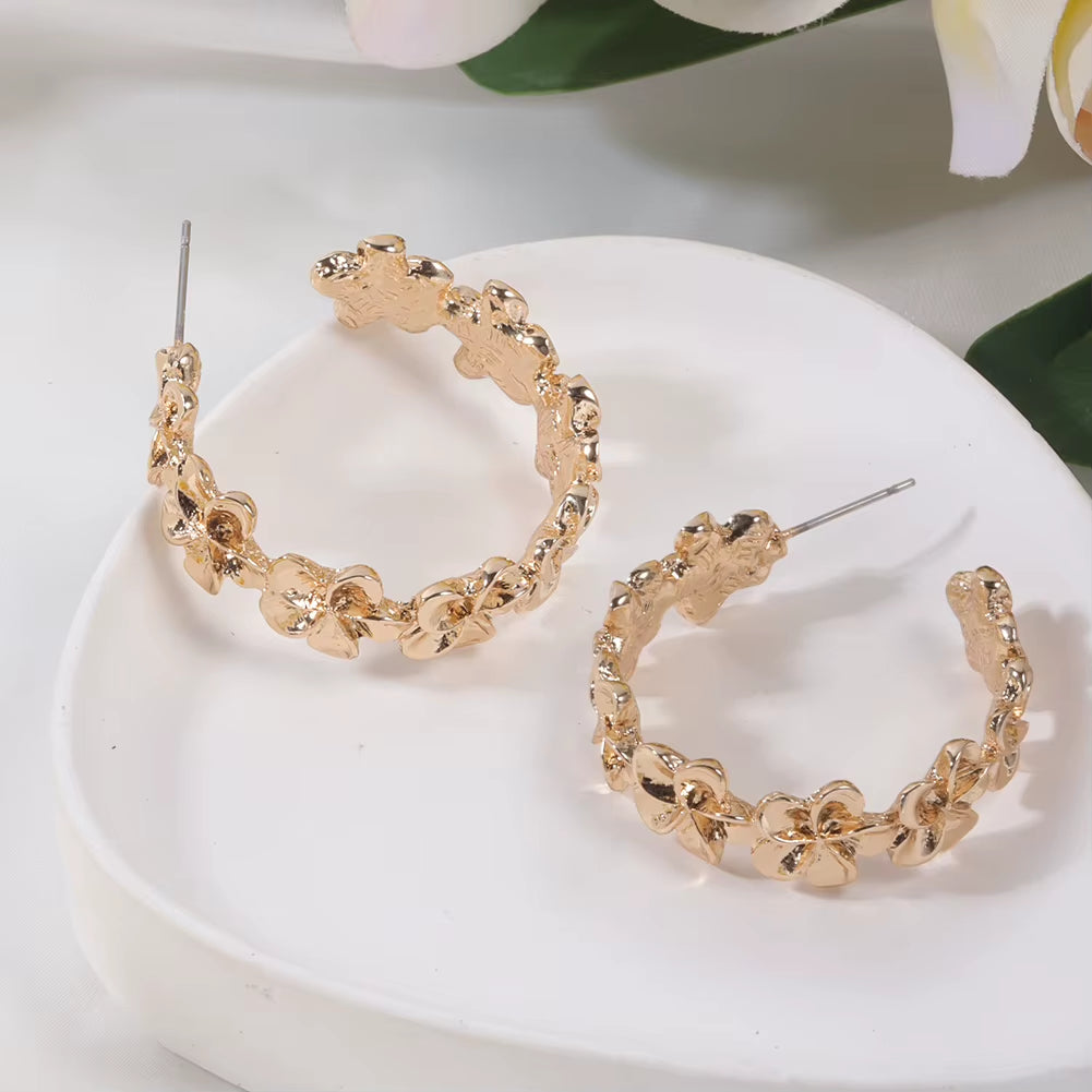 Hawaiian-Inspired Plumeria Rubra Flower Hoop Earrings by  - Elegant Australian Designer Fashion for Women