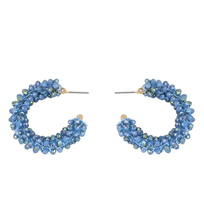 Handcrafted Stainless Steel Hoop Earrings for Women with Bohemian Beaded Design