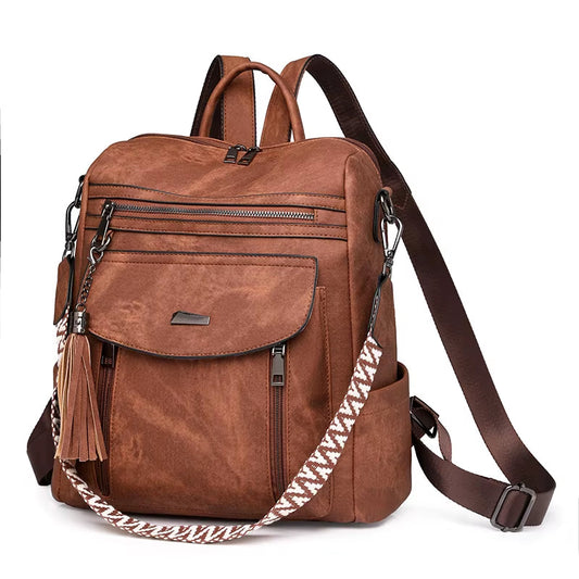 2025 Women's Fashion Backpack Purse - Casual Vegan Leather Shoulder Bag with Zipper and Magnetic Flap in 5 Colors
