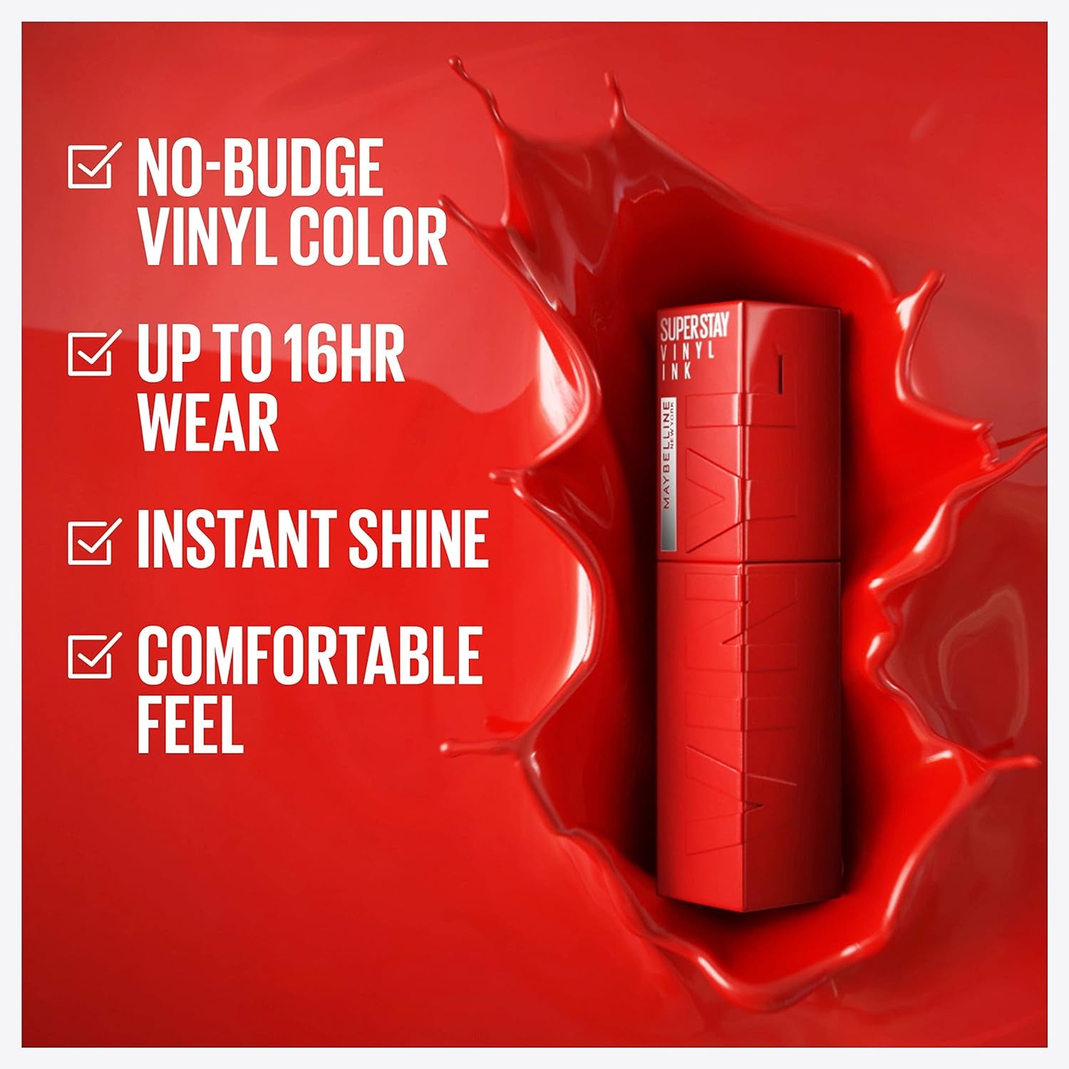 Maybelline Super Stay Vinyl Ink Longwear Liquid Lipcolor, Highly Pigmented with Instant Shine, Shade: Cheeky, 4.14ml
