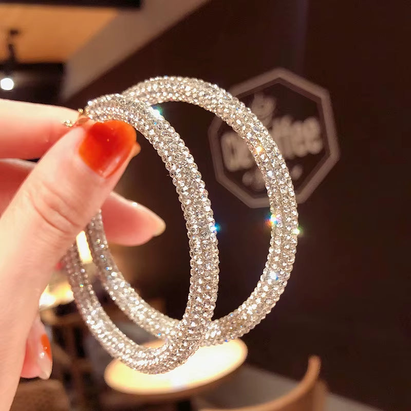 Elegant Crystal Circle Hoop Earrings for Women and Girls - Perfect for Parties and Special Occasions