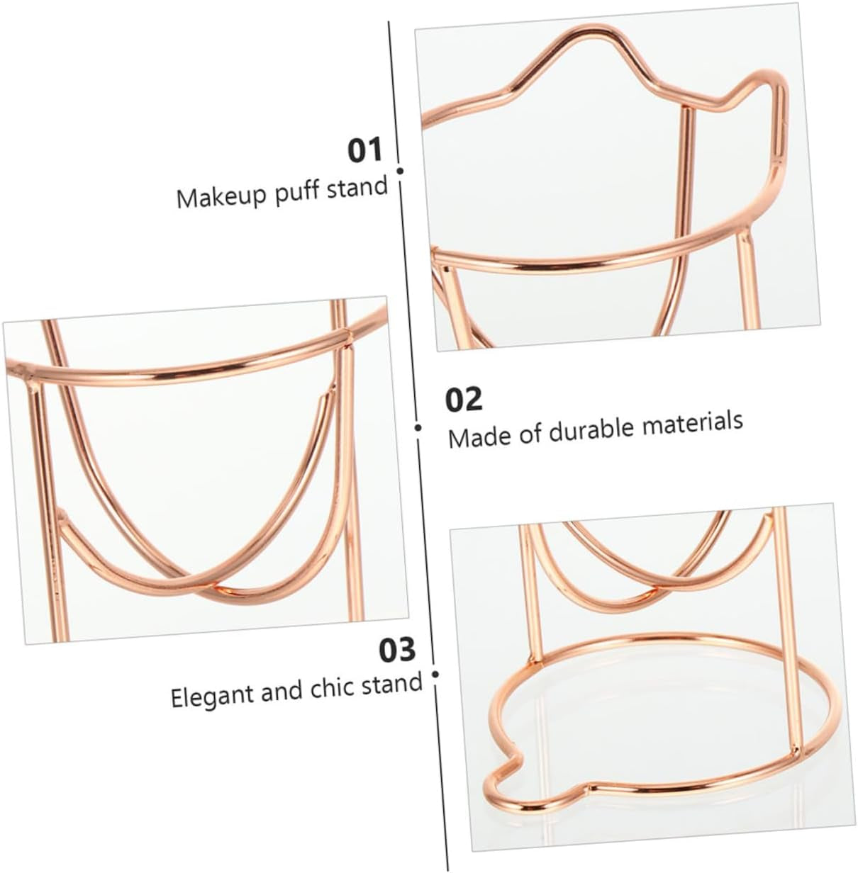Premium Makeup Blender Drying Rack - Rose Gold Powder Puff Holder and Beauty Sponge Display Stand