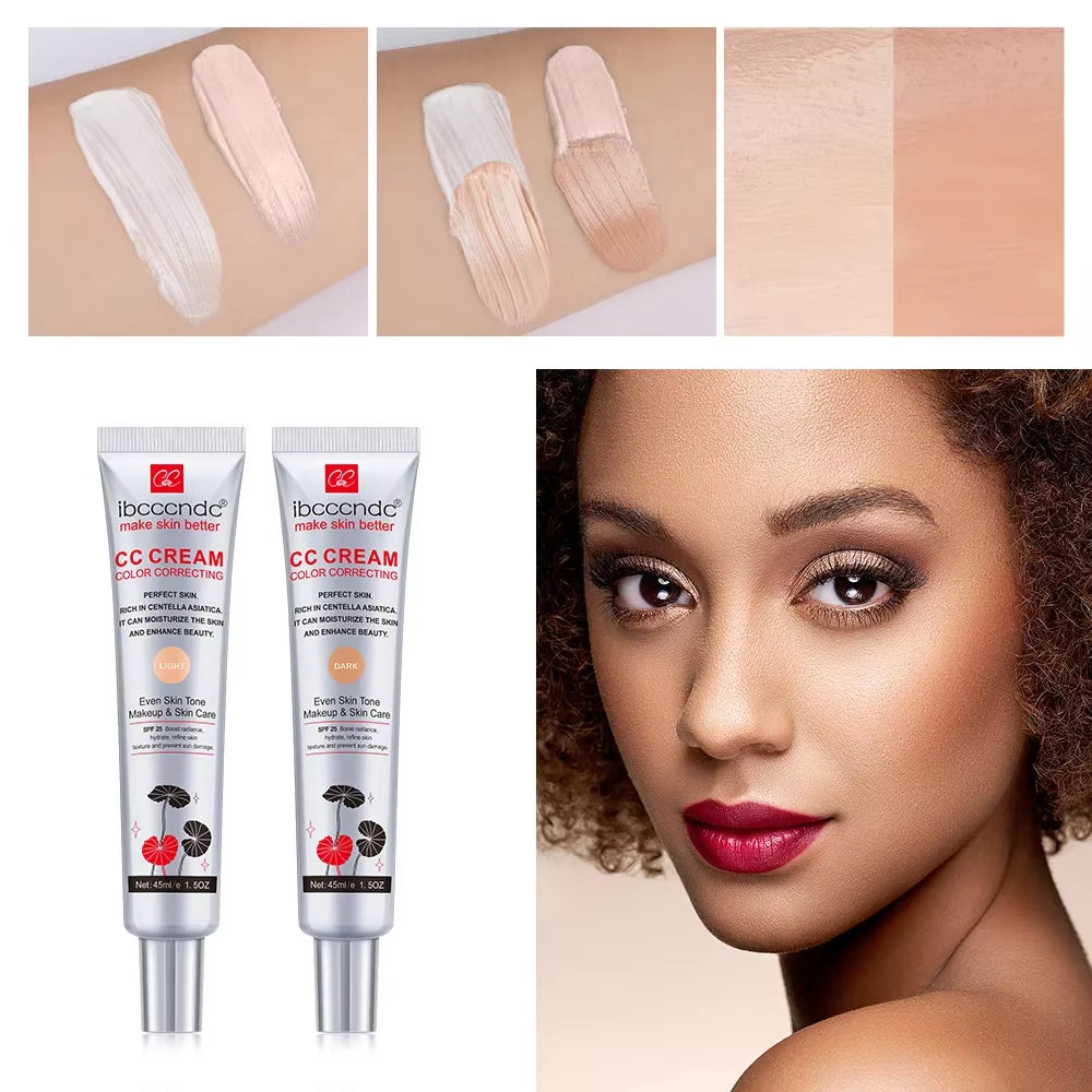 Korean CC Foundation Cream - Natural Moisturizing, Waterproof, Brightening Concealer with Blemish Coverage and Oil Control