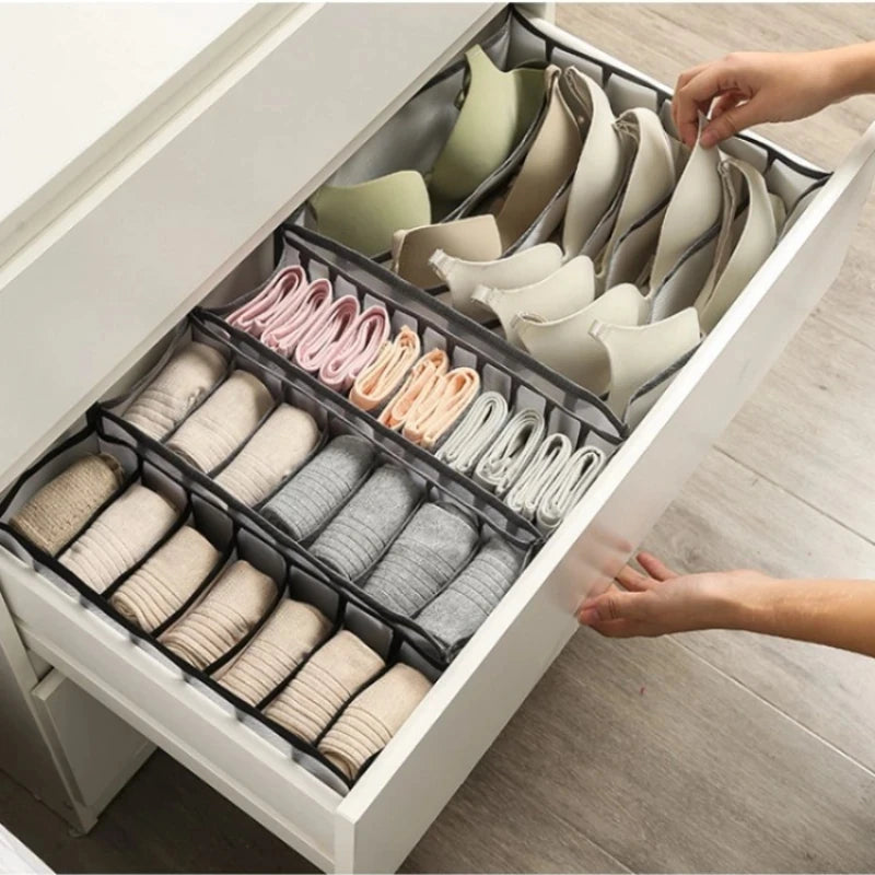 Clothing Storage Baskets and Organizers for Closet Separation - Underwear, Bra, Sock, and Pants Compartment Boxes for Home Storage