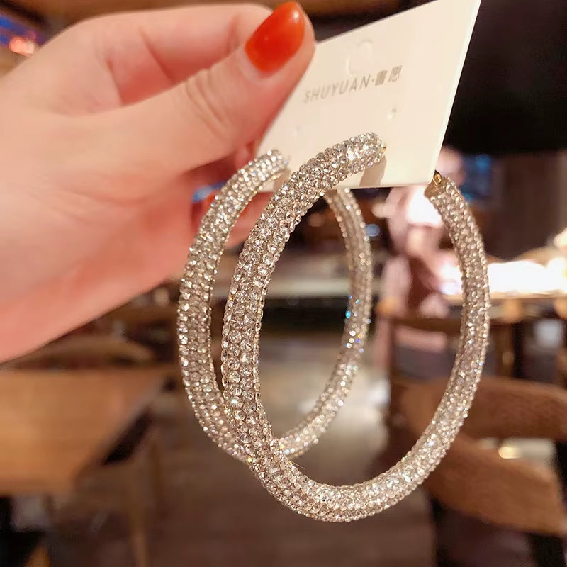 Elegant Crystal Circle Hoop Earrings for Women and Girls - Perfect for Parties and Special Occasions