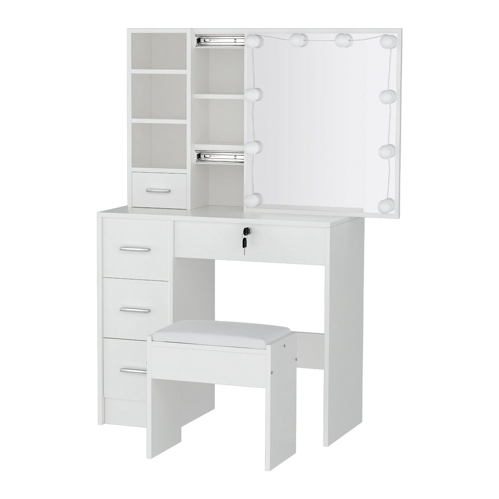 Dressing Table Set Stool 10 Led Bulbs White Dylan