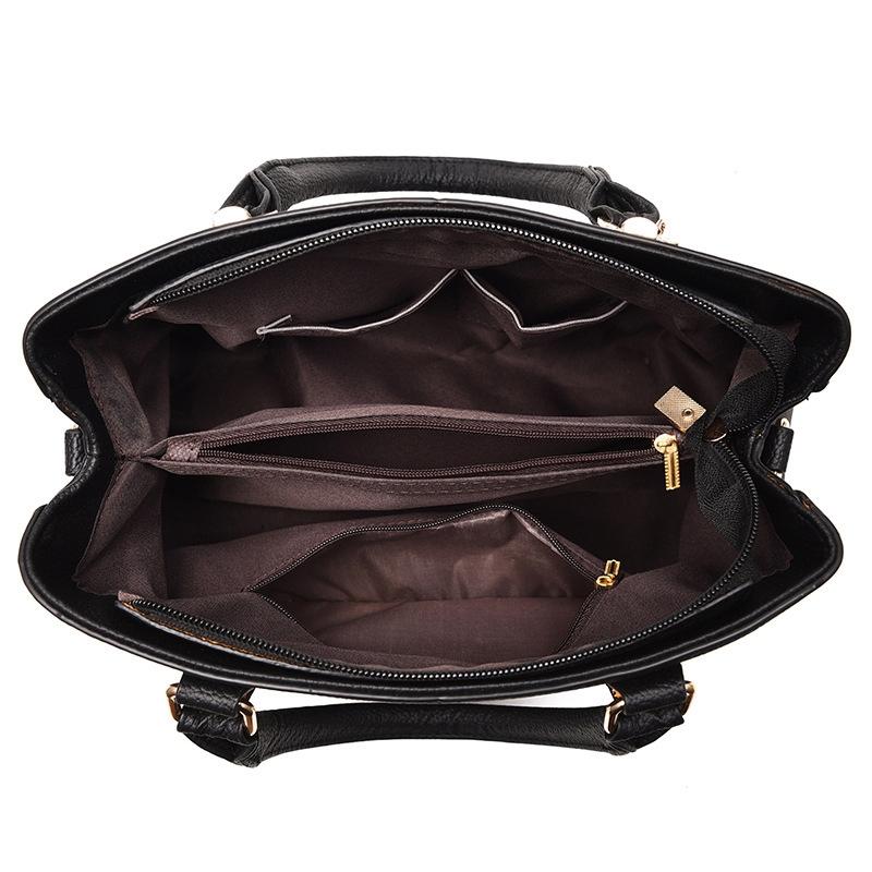 Women Leather Messenger Handbag - Stylish and Functional - Khaki