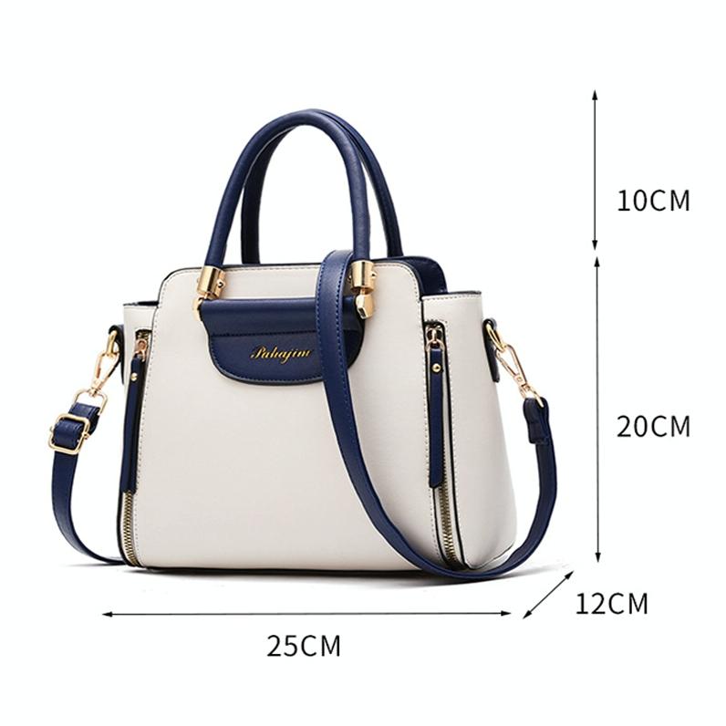 Contrast Material Ladies Handbag - Blue White