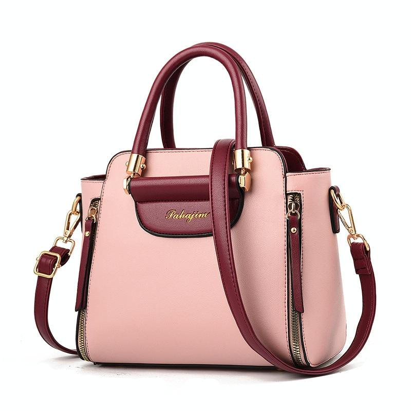 Contrast Material Ladies Handbag - Blue White