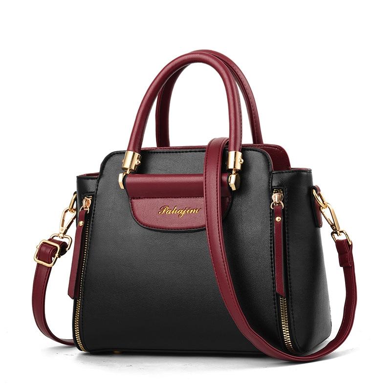 Contrast Material Ladies Handbag - Blue White