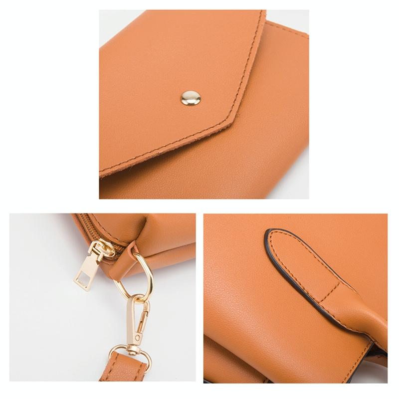 Large Capacity 3-in-1 Diagonal Handbags in Pink Pu Leather