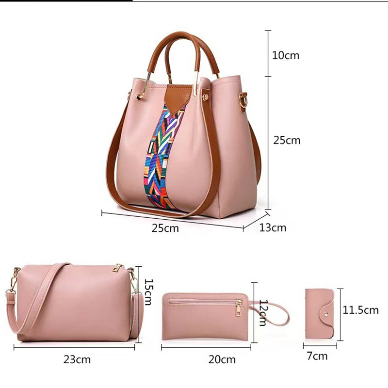 Beige Elegant 4-Piece Women's Handbag Set - Stylish PU Leather Tote, Shoulder Bag, Clutch, and Wallet for Every Occasion
