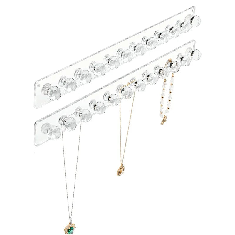 Acrylic Jewelry Storage Rack for Necklaces, Bracelets, and Earrings - Wall-Mounted Display Organizer