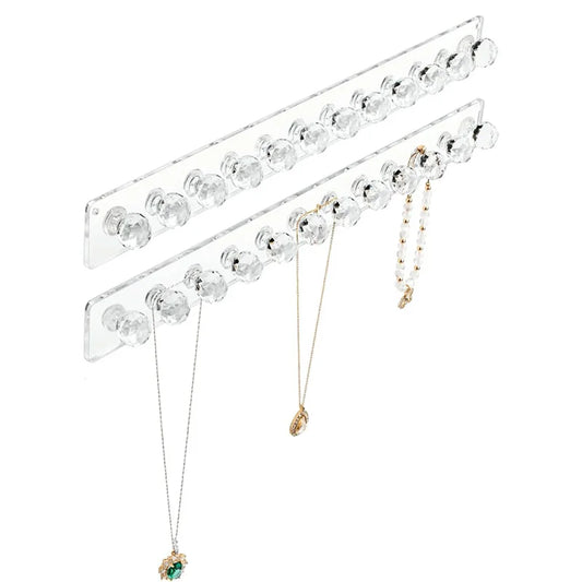 Acrylic Jewelry Storage Rack for Necklaces, Bracelets, and Earrings - Wall-Mounted Display Organizer