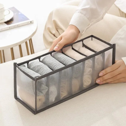 Clothing Storage Baskets and Organizers for Closet Separation - Underwear, Bra, Sock, and Pants Compartment Boxes for Home Storage