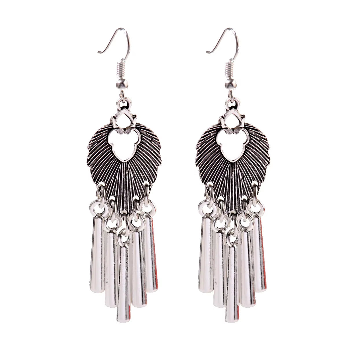 2019 Vintage Ethnic Round Alloy Tassel Hollow Drop Earrings for Women