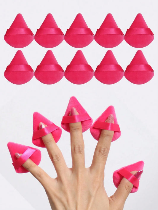 10-Piece Triangle Velvet Powder Puff Set, Soft Makeup Blending Sponges for Face Contouring and Precision Application