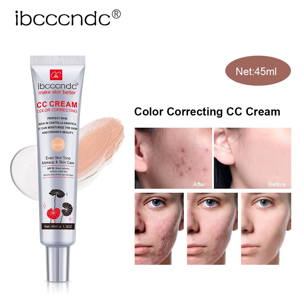 Korean CC Foundation Cream - Natural Moisturizing, Waterproof, Brightening Concealer with Blemish Coverage and Oil Control