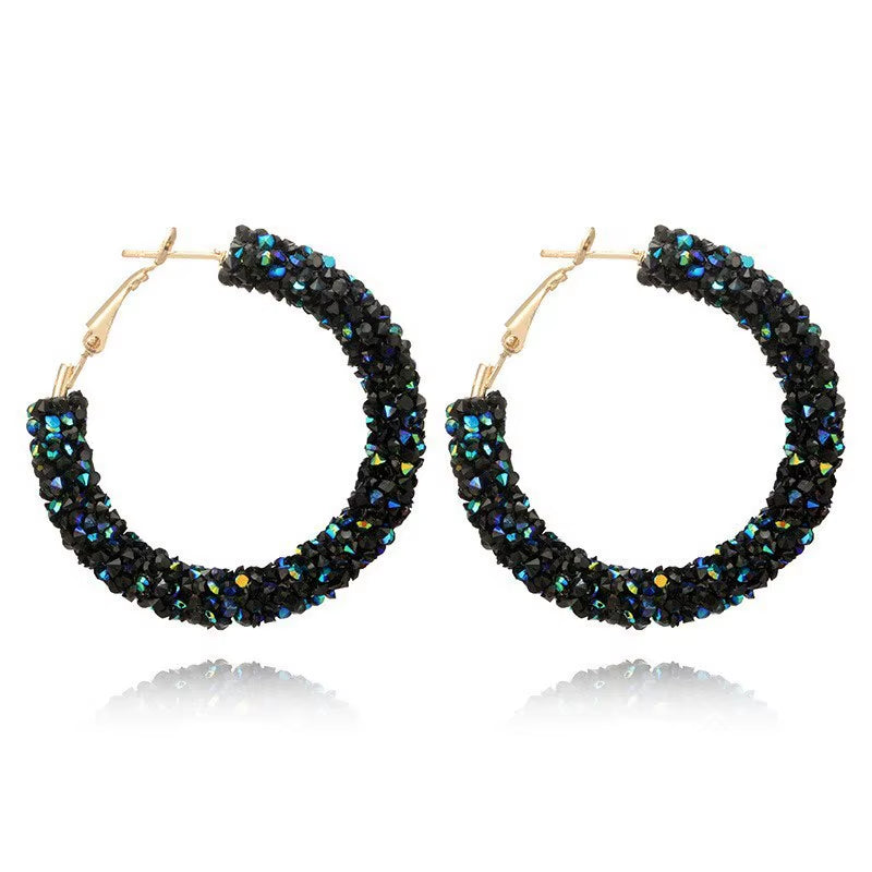 Austrian Crystal Hoop Earrings with Rhinestone Accents - Elegant Bohemian Jewelry for Women