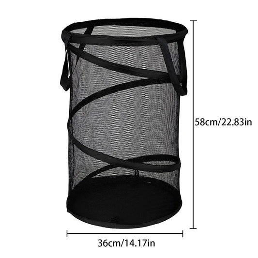 Cylindrical Mesh Yarn Laundry Basket for Efficient Clothes Storage - Large Capacity Home Organizer
