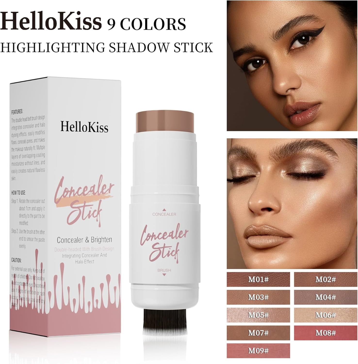 Dual-Ended Multi-Functional Contouring and Highlighting Blush Stick for Dimension Enhancement (M06#Highlight, 4G)