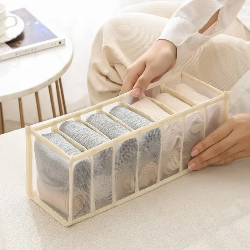 Clothing Storage Baskets and Organizers for Closet Separation - Underwear, Bra, Sock, and Pants Compartment Boxes for Home Storage