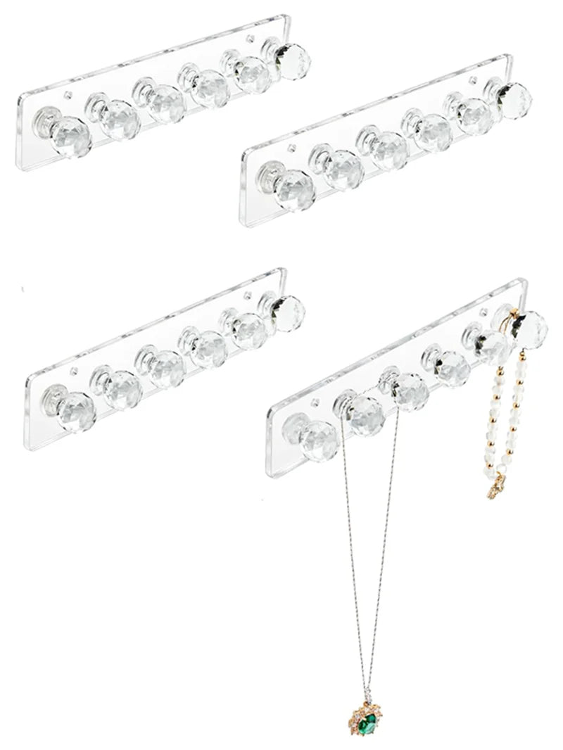 Acrylic Jewelry Storage Rack for Necklaces, Bracelets, and Earrings - Wall-Mounted Display Organizer