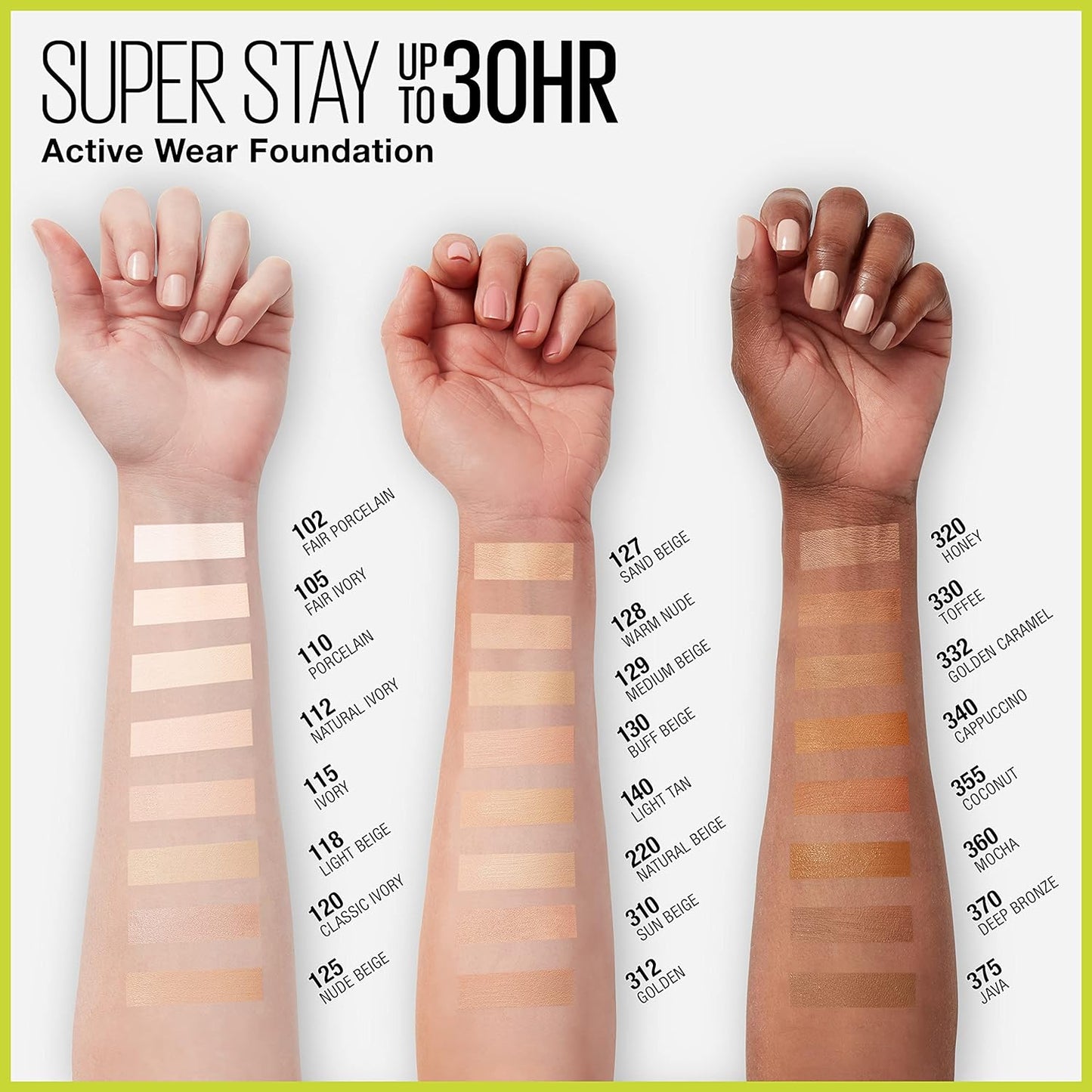 Maybelline Super Stay Full Coverage Liquid Foundation - Active Wear Makeup, 30-Hour Long-Lasting, Transfer, Sweat & Water Resistant, Matte Finish, Golden, 1 Count