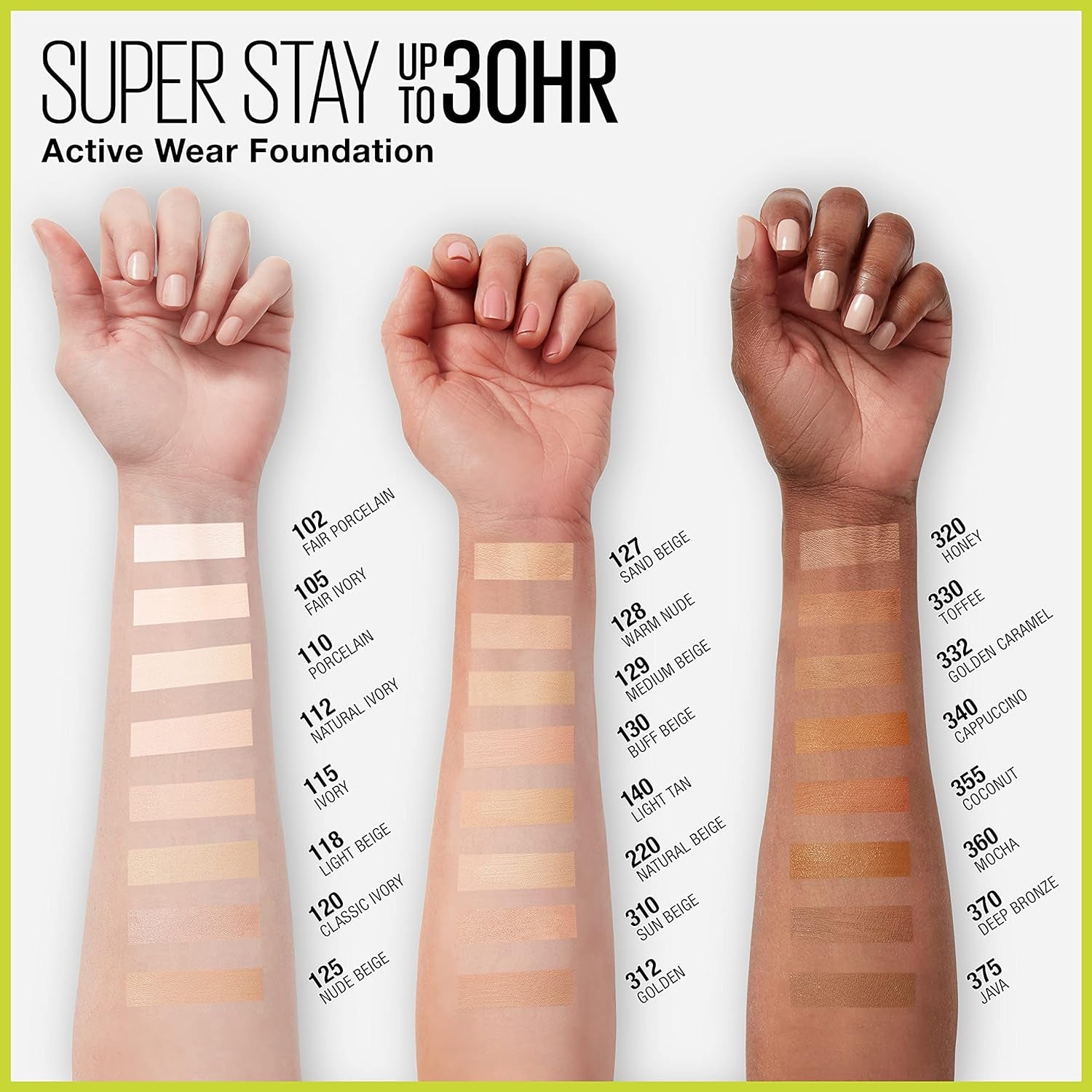 Maybelline Super Stay Full Coverage Liquid Foundation - Active Wear Makeup, 30-Hour Long-Lasting, Transfer, Sweat & Water Resistant, Matte Finish, Golden, 1 Count
